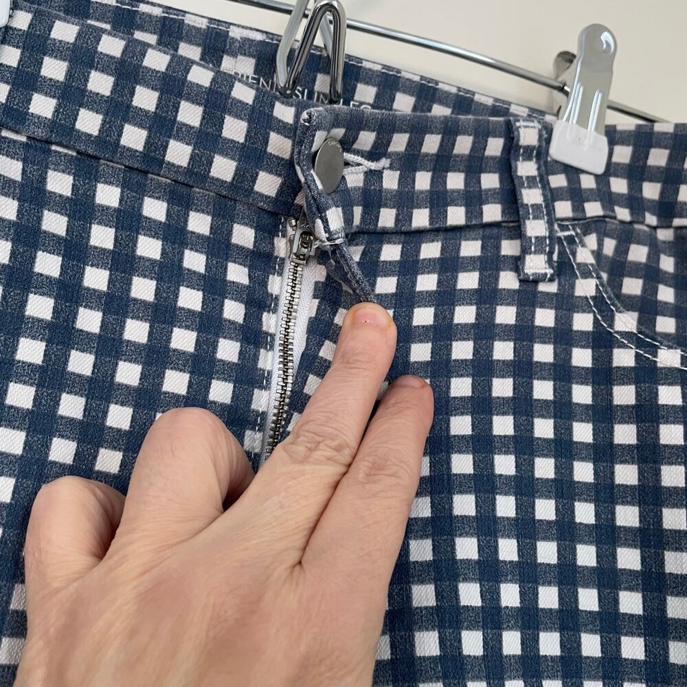 Chicos Girlfriend Slim Leg Ankle Pants Size 1 (8-10)Blue Gingham Perfect Stretch - Picture 9 of 16